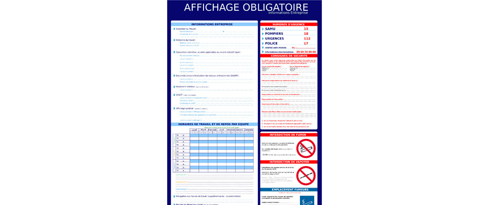 kit d'affichage obligatoire