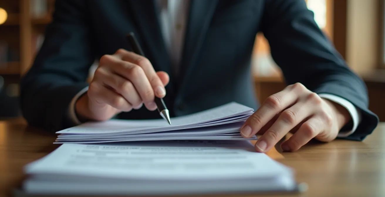 Dirigeant d'entreprise analysant des documents avec concentration